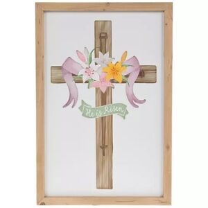 He Is Risen Cross Wood Wall Decor